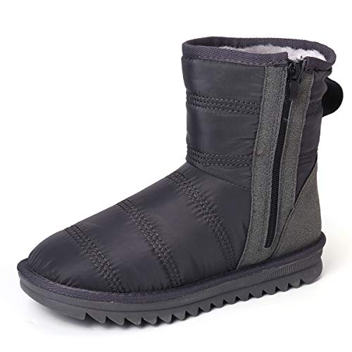 Camfosy Snow Boots for Women, Warm Boots Waterproof Short Winter Boots Side Zipper Anti Slip Boots Ankle Snow Bootie Comfort Shoes Grey 8 M US