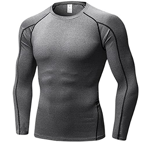 SPVISE Compression Shirt Men Long Sleeve Workout Gym Baselayer Top Grey
