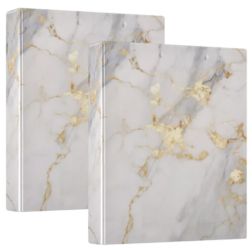 Image of 3 Ring Binder Grey Marble Gold Fluid 1.5 inch Binders Three Ring Binders