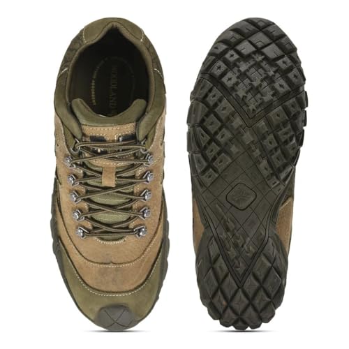 Image of Woodland Men Chunky Sole Lace Up Shoes Khaki Colored