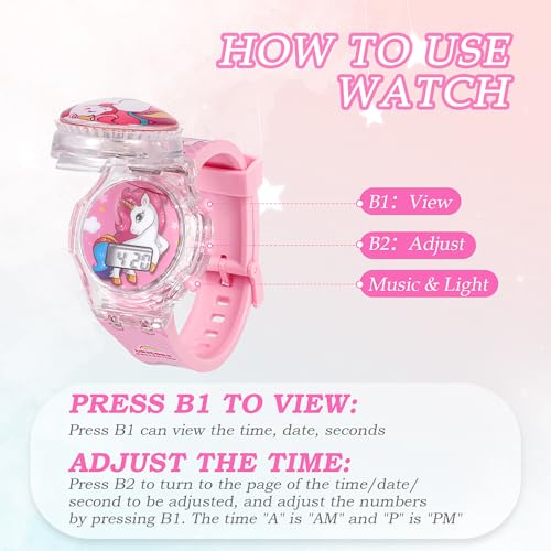 Vspek Montre Numérique LED pour Enfant - Digitale avec Lumières, Musique et Dessin Animé - Adorable Cadeau pour Fille de 3 à 10 Ans - Fête, Pâques, Noël – vue 4