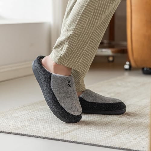 GOEWY Herren Hausschuhe mit Memory-Schaum - Zweifarbige Pantoffeln für Innen/Außen - Warme Winterschlappen als Geschenk für Männer, Papa & Opa