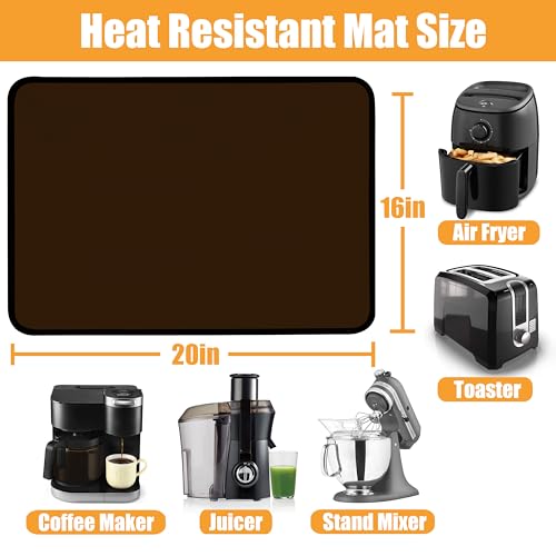 TOHONFOO Heat Resistant Mats for Countertop & Air Fryer, 20x16 in, Coffee by TOHONFOO - Used condition - Image 3