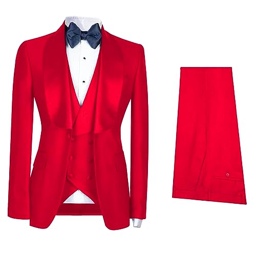 Rdzding Mens Suit Jacket Blazer 3 Piece Slim Fit Shawl Lapel Suits Long Tail Groomsmen Tuxedo Formal Blazer Party Jackets
