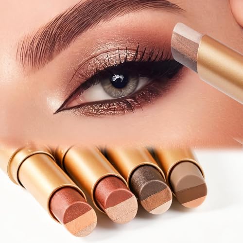 Image of 4Pcs 3 Color Gradient Eyeshadow Stick Set,Matte & Shimmer Cream Eyeshadow,Three Tone Water Resistant Long Lasting Eye Shadow Pen