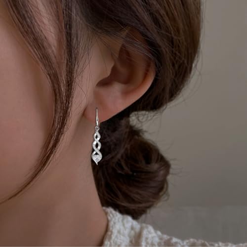 Sterling Silver Drop Dangle Earrings for Women - Infinity Earrings Hypoallergenic Heart Shaped Cubic Zirconia Dangling Earrings Long Earrings Fashion Dainty Earrings Gift for Birthday Valentine's Day2