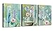 Ardemy Canvas Wall Art Cactus Flowers 12"x16" 3 Panels Watercolor Blue Painting, Modern Succulent Tropical Green Plants Pictures Framed Ready to Hang for Bathroom Kitchen Bedroom Living Room Spa Salon