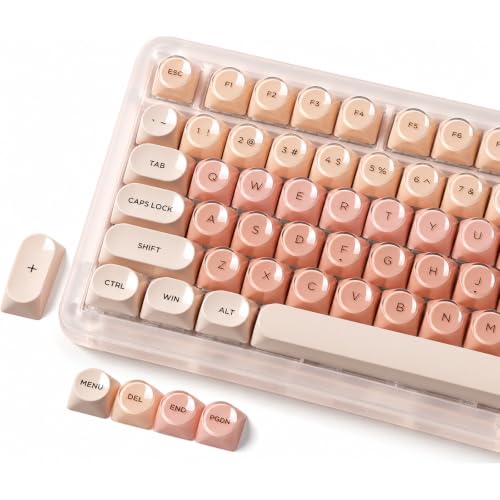PBT Keycaps, Flesh Pink Foundation Jelly Keycaps MOA Profile, 128 Keys Elegant Cute Custom Key caps for Cherry Gateron MX Mechanical Keyboard, Ergonomic, No Tear & Never Fades