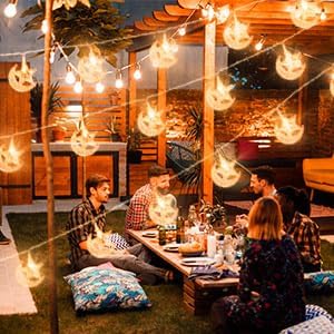 Miniatura 5 de AceList Guirnalda de luces de decoración de Ramadán 2025 con luna y estrellas, 40 LED, luces alimentadas por batería de 20 pies  USB para Eid,