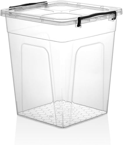 Easy Shopping® 20L Liter Clear Plastic Deep Storage Box with Locking Lid Home Office Kitchen Travel Food Storage Container (1)