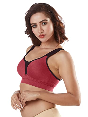 Image of SONARI Supremo Womens Sports Bra | Moulded, Wire Free, Comfortable Cotton Bra | Full Coverage,Breathable Fabric | Adjustable Straps Hook & Eye Closure for Active and Everyday useage