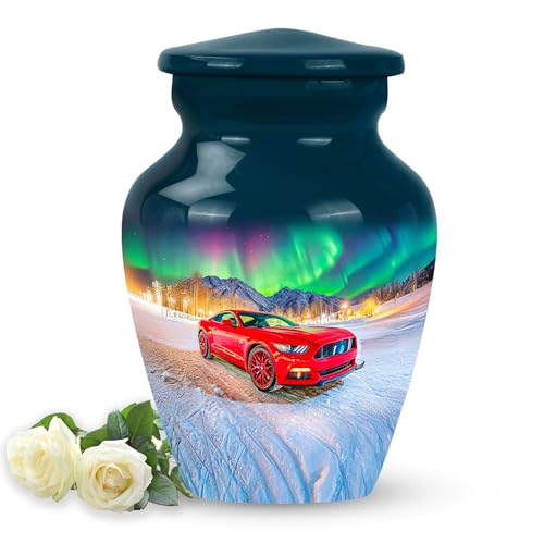 Image of Car Urn - Burial Decorative for Mom & Dad - 3 Inch - Pack of 1 - Funeral Ash Urns Mini - Little Urn for Adult Ashes - Decorative Urns for Human Ashes