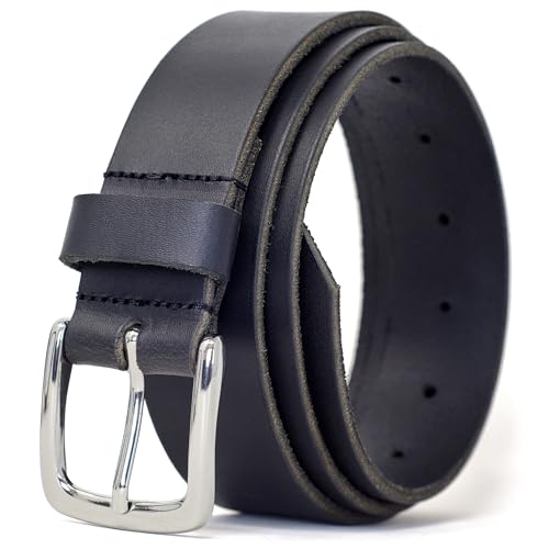 Ashford Ridge 35mm Real Leather Belt - Made in Dorset, England - Mens - Womens - Unisex for Jeans and Trousers - Black Small (Nickel Free)