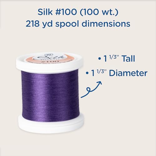 YLI Threads Silk Thread – 100 wt Fine Japanese Silk for Appliqué, EPP, and Quilting - Medium Blue Green