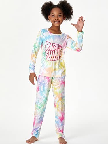 Image of Beezizac Girls Pajamas Cute Print Short /Long Sleeve Pants Set Size 6-18 | Soft Stretch Poly Blend, Comfy Crewneck, Elastic Waist Pants, Everyday & Holiday Sleepwear for Big Girls, Tweens & Teens
