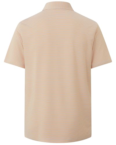 Image of Golf Shirts for Men - Dry Fit Moisture Wicking Short Sleeve Performance Sport Casual Striped Collared Mens Polo Shirt