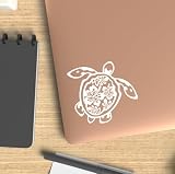 Sea Turtle Hibiscus Tropical Sticker for Car or Truck Window Laptop Water Bottle - 5" Waterproof Decal