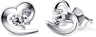 B.Catcher Silver Earrings Love Heart Cubic Zirconia Studs Earrings Set