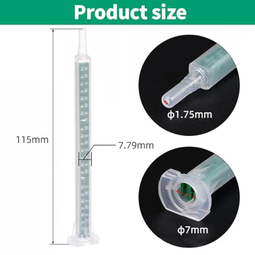 KEQAR 20 Stück Harz-Mischdüsen, Statik-Mischer, AB-Kleber-Mischrohr, Mischdüse, Mischdüsen