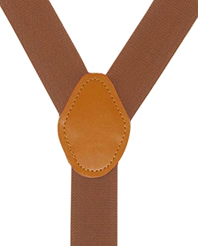 Doloise Mens Suspenders With 3 Swivel Hooks Belt Loops 1.4 Inch Wide Heavy Duty Adjustable Braces (Camel) #TOP1