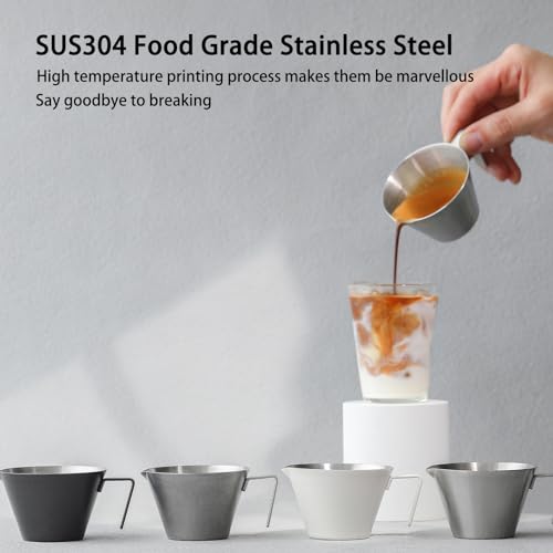 MHW-3BOMBER Espresso Shot Cups 2oz Espresso Measuring Cup 2 Pack Stainless Steel Pouring Cup Scale Kitchen Gadgets for Espresso Machine Accessories (Cream White) G6198W-OS