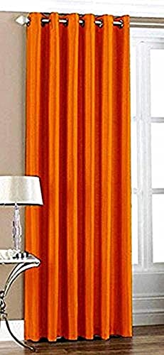 Image of Curtains 9 Feet Long for Living Room - Long Door Curtains Set 1 Pcs Panel, Solid Parda for Home Decor & Office Orange Colour 9 feet (48 x 108 Inch) - 1 Pcs