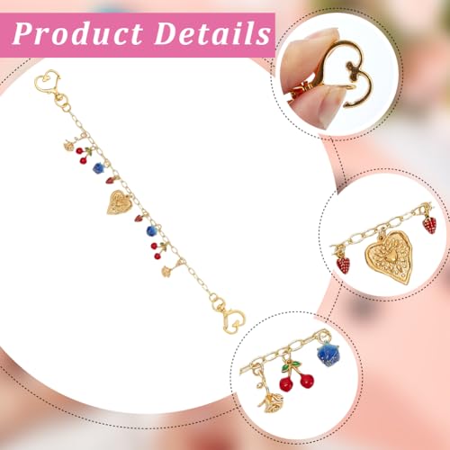 Extensor de correa para bolso con charms de frutas y baño de oro 18K 7