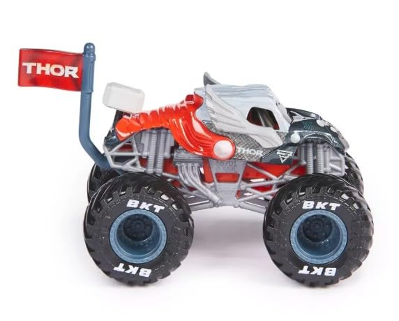Monster Jam 2024 Marvel 1:64 Scale Diecast Series 1 Monster Truck with Flag: Thor by Monster Jam - Image 3