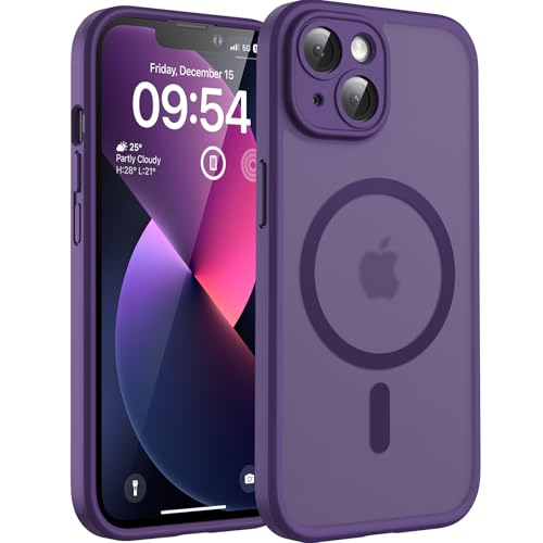 TOCOL für iPhone 13 Hülle für Magsafe, Vollständiger Kameraschutz Stoßfest Kratzfest Transluzente Rückseite Magnetisch H...