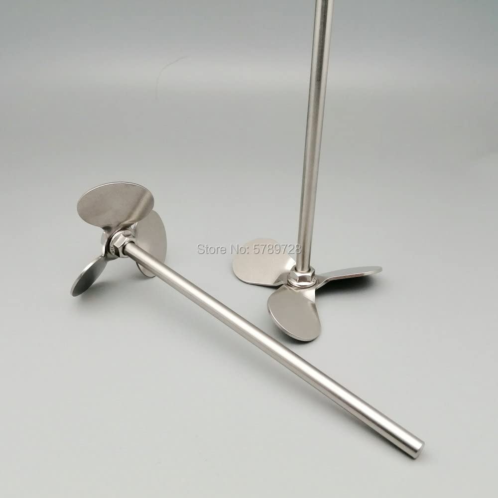 1 Juego de Acero Inoxidable de Laboratorio Rotación DIA40mm a 120mm Hélice de Tres Palas con Varilla agitadora, Grado de ángulo de la Pala: 30° (Size : 100mm Blade with Rod)