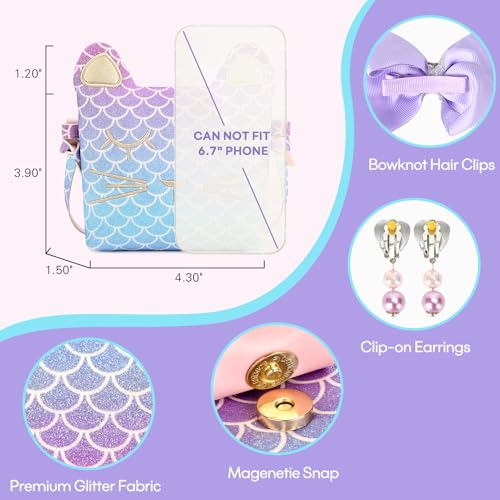 mibasies Purse for Little Girls Dress Up Jewelry Pretend Play Kids Accessories Mermaid Gifts