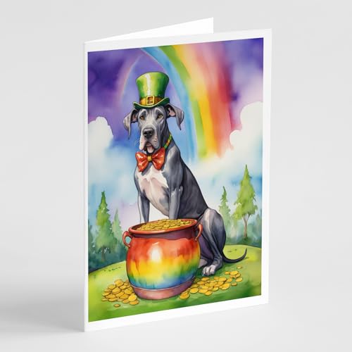 Caroline's Treasures DAC5550GCA7P Great Dane St Patrick's Day Greeting Cards Pack of 8 Blank Cards with Envelopes Whimsical A7 Size 5x7 Blank Note Cards