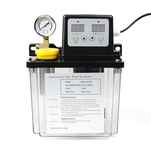 RATTMMOTOR Automatic Lubricating Oil Pump 110V 2L, Electromagnetic Lubrication Pump Digital Numerical Control Dual Digital Display with Pressure Gauge for CNC Machine