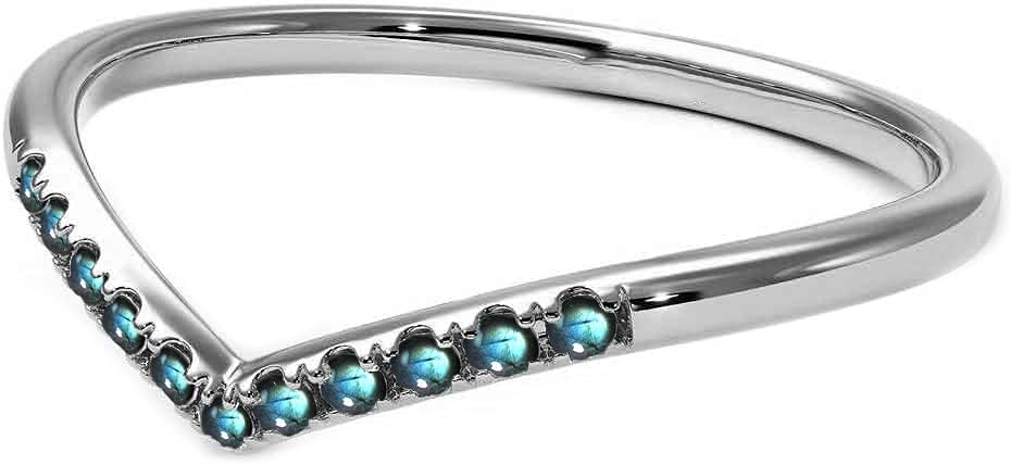 SURYAGEMS Rings for Women Set Unique Jewelry for Women ' Ring Promise Rings Wedding Dress Matching Ring 925 Sterling-Silver Labradorite V Shape in Ring Size 8