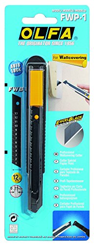 Olfa FWP-1 - CúTer Con Bloqueo AutomáTico Especial Para Empapelado De Paredes Con Cuchilla Negra Ultra Afilada De 12,5 Mm - 4