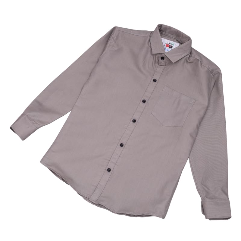 Image of Boy's Kids Regular Fit Solid Pattern Cotton Shirt with Pocket Collared Neck Long Sleeve Button Down Closure Type and Standard Length | Boys Cotton T-Shirts Set | Shirt for Boy