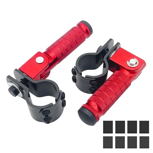 Image of M8 Motorcycle CNC Aluminum 90 Degree Folding Rearsets Folded Motorbike Footrest Bicycle Footpegs Foot Pegs Pedal Universal (Red)