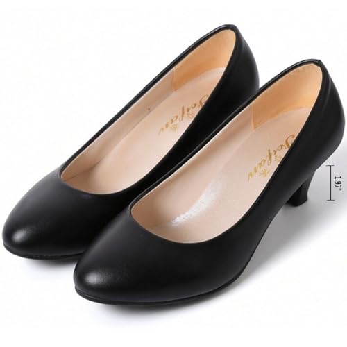Image of WUIWUIYU Womens Office Kitten Heels Pumps Slip On Evening Dress Work Cute Sexy Pump Shoes