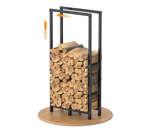 HFHOME Kaminholzregal Höhen- und Längen Verstellbar für Innen & Außen, Metall Brennholzregal für Brennholz Aufbewahrung mit Rutschfester Matte, Holzregal Max. 75 x 25 x 170cm HFHOME Kaminholzregal Höhen- und Längen Verstellbar für Innen & Außen, Metall Brennholzregal für Brennholz Aufbewahrung mit Rutschfester Matte, Holzregal Max. 75 x 25 x 170cm