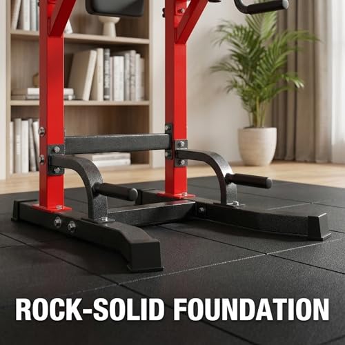 Image of Power Tower Pull Up Bar Dip Station, Free Standing Pull Up Rack Dip Station for Home Gym, 10-Level Adjustable Height Pull Up Bar Stand Dip Bar Strength Training Workout Equipment