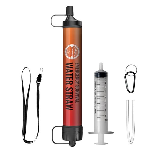 Portable Water Filter Straw, Water Purifier System Mini Outdoor Personal Water Filtration, Emergency Survival Gear for Hiking Camping Accessories Travel Fishing Emergency Preparedness