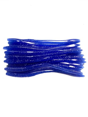 Softy Lure 20 Pcs 6.25' Drop Shot Finesse Worms (Scented, Floats) Soft Plastic Baits, Bass Fishing Baits (Blue Herring)