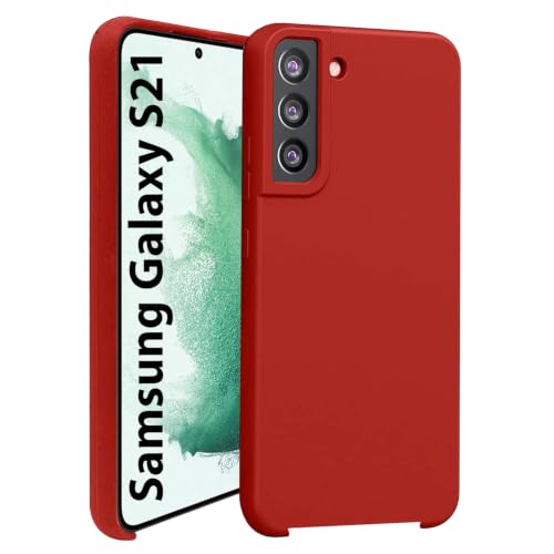 Image of LIRAMARK Liquid Silicone Soft Back Cover Case for Samsung Galaxy S21 (Red)