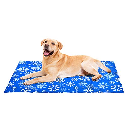 YGJT Tapete de refrigeração para animais de grande porte/XL, manta fresca para cão, almofada azul de refrigeração, cama para o chão, sofá ou carro em XL (70 X 120 cm), floco de neve