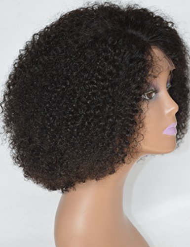 Chantiche Silk Top Invisible Deep Parting Short Kinky Curly Lace Wigs For Black Women Natural Looking Brazilian Remy Human Hair Wigs With Right Part 14 Inch(GL-0103)