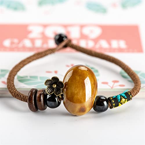Bracelet original en céramique de Chine et perles de pierre - Élégance féminine et artisanale
