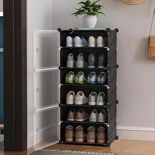 Image of Oumffy Premium Modular Plastic Shoe Rack for Home | ๐ ๐๐๐๐๐
Shoe Rack with 3 Doors, Hook Holder for Home Storage Organizer with Metal Door Frame to Cover Chappal Slipper Sandals Shoes - Black