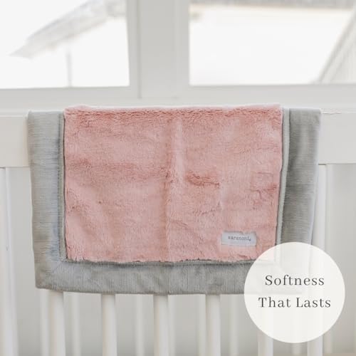 Image of Saranoni Luxury Security Blankets for Babies | Ultra-Soft Lush and Boutique Quality Baby Blanket | Light Pink /Gray, Mini - 15 inch x 20 inch