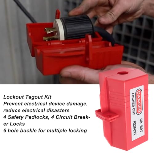 FLEXMAN 41Pcs Electrical Lockout Tagout Kit, Circuit Breaker Locks Hanging Tags Buckles and Keys Set for Industrial Electrical Security System (2 Key per Lock)