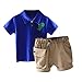 Conjunto de 2 piezas de ropa de niño lindo bebé niño conjunto de trajes de verano para 1-6 años impresión dinosaurio camiseta Tops+pantalones cortos (Azul, 5-15 meses)